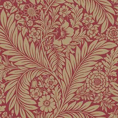 Victorian Leaf Wallpaper Belgravia Florence Floral Trail Leaves Red 725 • $34.36