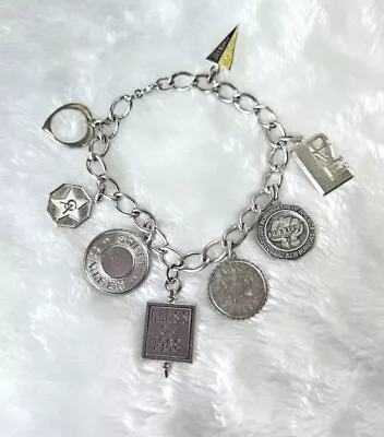 Estate  Vintage Sterling Silver 925 Charm Bracelet Bangle With Charms 8   Long • $79