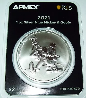 2021 Niue Disney Goofy & Mickey 1 Oz .999 Silver Coin First Strike PCGS TEP $2 • $44