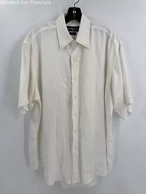 Ralph Lauren Mens White Linen Blake Short Sleeve Button-Up Shirt Size Medium • $19.99