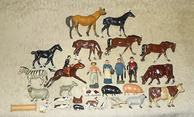 Vintage Miniature Lead Figure Lot    Mostly Britains   Farm Animals  People • $12