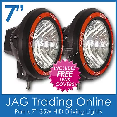 Pair 35w Hid Xenon Off Road Driving Lights 7 Inch - Euro Beam & Clear Covers • $107.61