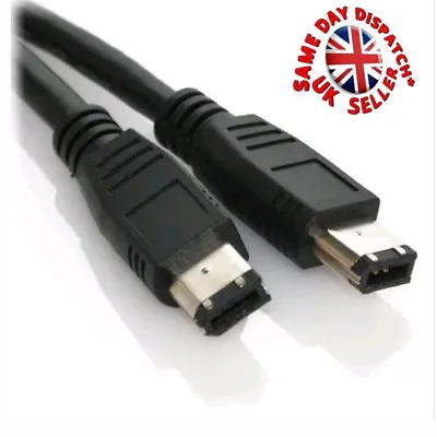 £3.95 • Buy Firewire 400 IEEE 1394 Cable DV-OUT Lead 6 Pin To 6 Pin For SONY Cannon 2 Metres