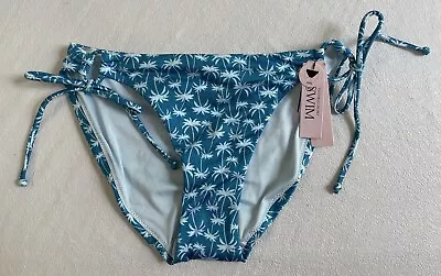 Victoria Secret Small S Side Tie Cheeky Bikini Bottom Teal Palm Print NWT Swim • $24.99