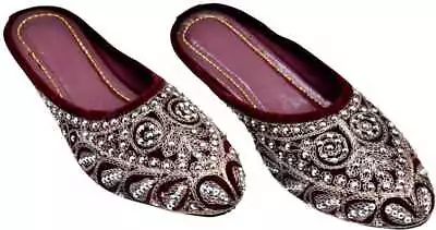 Punjabi Jutti Handmade Bridal Ethnic Mojari Wedding Designer Shoes Womens • $25.43