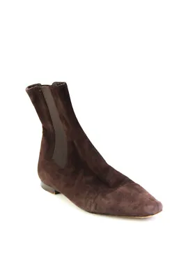 Manolo Blahnik Womens Darted Pointed Toe Slip-On Ankle Boots Brown Size EUR36 • $233.99