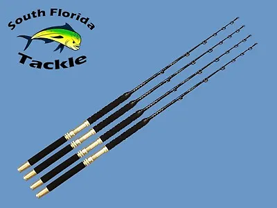 Four Pack 30-50 Lb Solid Fiberglass Blank Saltwater Trolling Fishing Rods • $233.74