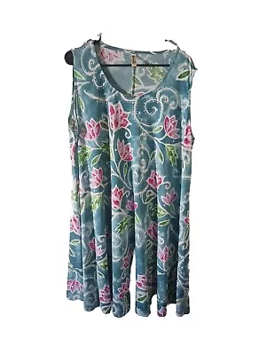 Shoreline Women Dress Pocket Stretchy Beach Cover/Tunic Casual Sz 2xl Floral • $14.99