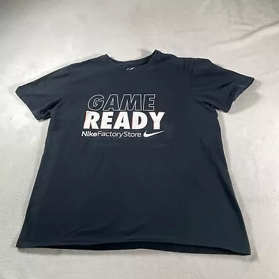 Nike Shirt Mens Large Black Crew Neck T Shirt Graphic Tee Game Ready Workout Top • $8.07