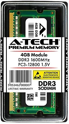 A-Tech 4GB PC3-12800 Laptop SODIMM DDR3 1600 MHz 204-Pin Notebook Memory RAM 4G • $9.99