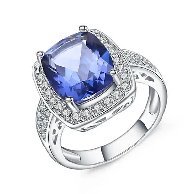 Natural 6.22Ct Iolite Blue Mystic Quartz Gemstone 925 Sterling Silver Women Ring • $48.83