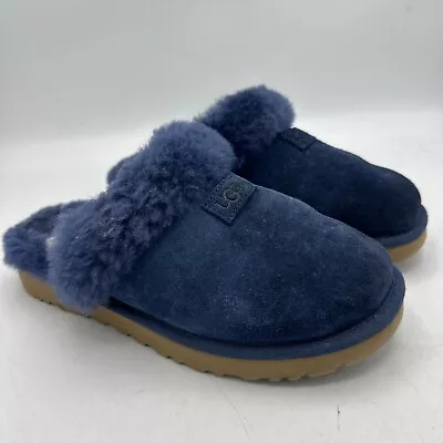 UGG Cozy Disquette Shearling Suede Slippers Slide Navy Blue Women’s Size 7 • $41.24