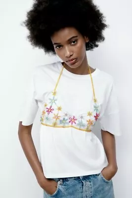 Zara Floral Beaded Multicolor Top Cropped Bra Bloggers Fav 1070/204 • £17.99