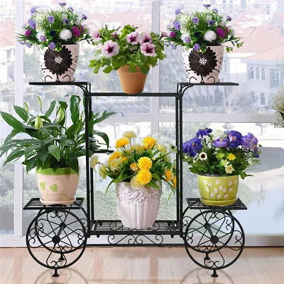 $39.95 • Buy Vintage Garden Cart Plant Stand Succulent Flower Pot Holder Display Rack Outdoor