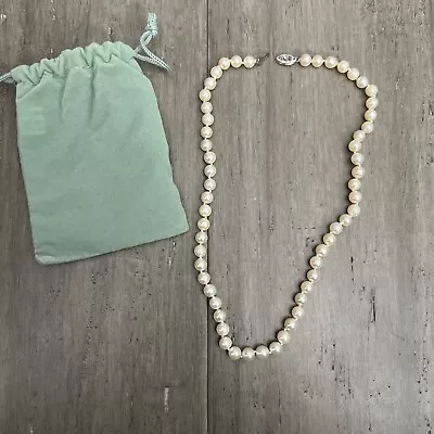 Vintage Genuine Natural Pearl Necklace 14k Gold Clasp 17” • $140