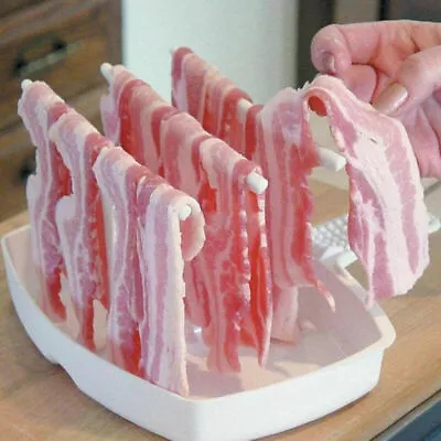 US Microwave Bacon Rack Cooker Tray Hanger For Meal Cook Bar Crisp Breakfast QC • $10.99