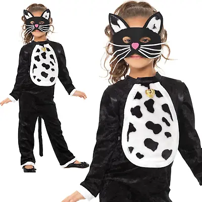 Girls Halloween Black Cat Costume Childs Kitty Fancy Dress Animal Kids Outfit Ne • £11.99