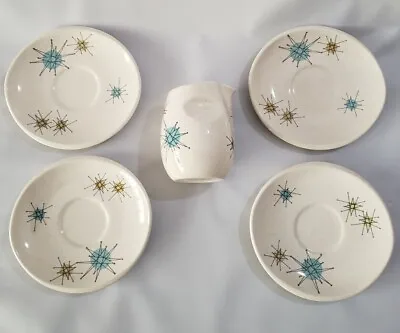  Franciscan Atomic Starburst 4 Cup Saucers (No Cups) And Creamer  • $145