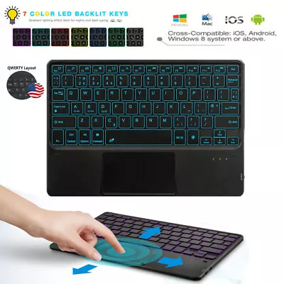 Backlit Bluetooth Touchpad Keyboard Mouse For IPad Android Samsung Tablet IOS • $18.66