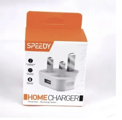 Speedy Fast 1 Port USB Charger 3 Pin UK Mains Wall Plug Adapter UK New • £4.99