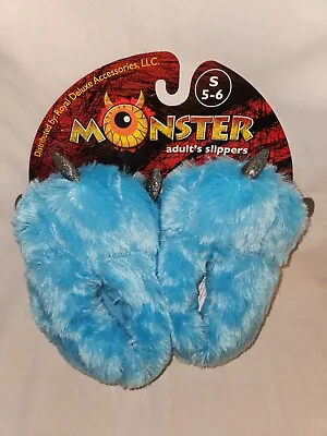 Women's Size 5-6 Monster Adult Slippers Blue • $20