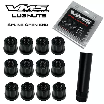 20 VMS Racing 12X1.5 Drag Wheels Black Open End Spline Lug Nuts Forged Steel • $39.88