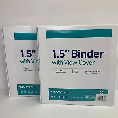 Wexford 1.5 Binder  With Cover 3 Ring.  White Binders 2 Lot Office Supplies . • $18.99