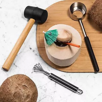 3 Count Coconut Opener Tool Set Scraper Comfortable To Hold Durable Coconut • £14.45