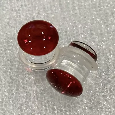 NEW Gorilla Glass Single Flare Colorfront Pyrex Plugs 00g 10mm Ruby Red (Pair) • $4.99