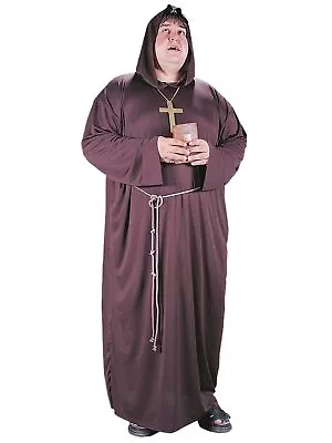 Monk Friar Tuck Robin Hood Medieval Brown Robe Religious Adult Mens Costume Plus • $44.64