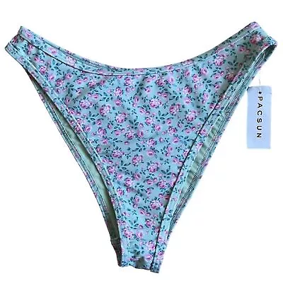 PacSun Swim Eco Floral Print Bikini Botton Size M Green • $20.94
