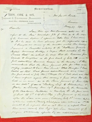 £19.99 • Buy Thomas Cook Hand Written History Of Origins And Excursions 1890