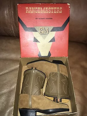 VINTAGE RANGEMASTERS RM KIDS WESTERN STYLE COWBOY BOOTS With ORIGINAL BOX NOS • $40