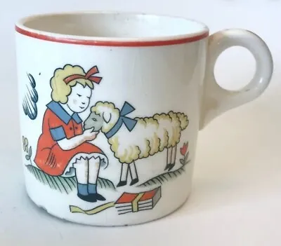 Vintage Mary Had A Little Lamb Nursery Rhyme Child's Cup Mug 1940s • $8