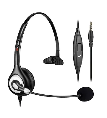 Call Centre Phone Headset 3.5mm Jack Headset With Microphone - Wired. Black • £24.95