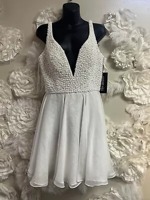 NWT Sherri Hill Ivory Beaded/Sequin Top Sleeveless Party Prom Dress Size 12 • $139.99