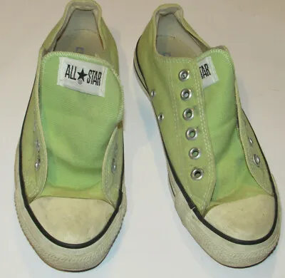 Vintage Lime Green Converse 'all Star' Low Sneakers/shoes! Made In Usa! Size 5.5 • $52.99