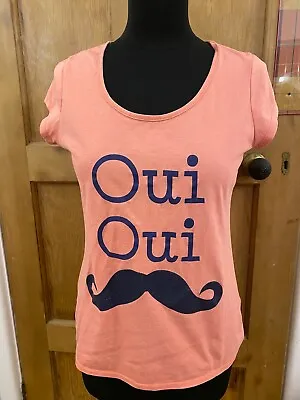 Oui Oui Oui Tu French Retro Slogan  Ladies Tee T Shirt Top Uk 10 Moustache • $6.71