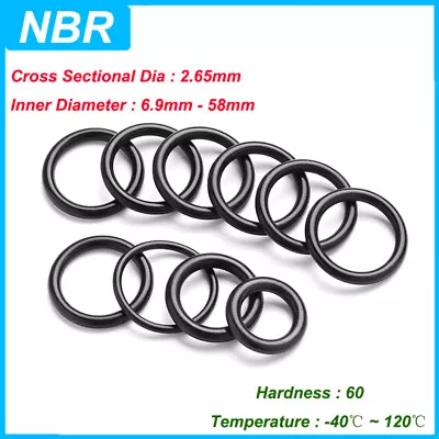 $5.38 • Buy NBR Metric O Ring Nitrile Rubber Orings THK 2.65mm Resistant Seals ID 6.9-58mm