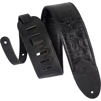 Levy's M4WP 3 Inch Wide Embossed Leather Guitar Strap Black • $89.99