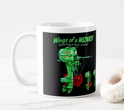 Vintage Kitsch Fishing Wizard Outboard Motor Coffee Mug • $11.99