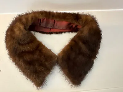 VINTAGE Brown Mink Real Fur Collar 25 X 4 In • $28