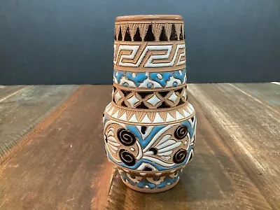 Small Hand Made Ceramic Terra-Cotta Vase Made In Greece 5 1/4” Tall Signed • $12