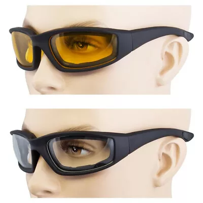 1/3 Pair Padded Motorcycle Sports Biker Riding Glasses Wind Resistant Sunglasses • $6.98