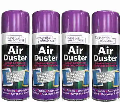 £8.99 • Buy 4 X Compressed Air Duster Spray Can Cleans Protects Laptops Keyboards  200ml 