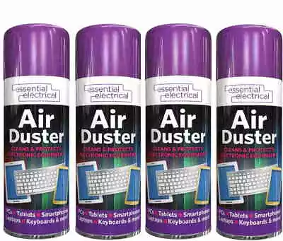 £8.99 • Buy 4 X Compressed Air Duster Spray Can Cleans Protects Laptops Keyboards  200ml 