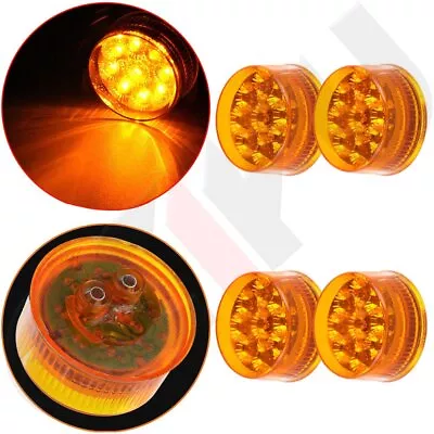 4X 2 Inch Round Side Marker Truck Trailer Light 9 LED Amber Tail Turn Lamp • $18.79