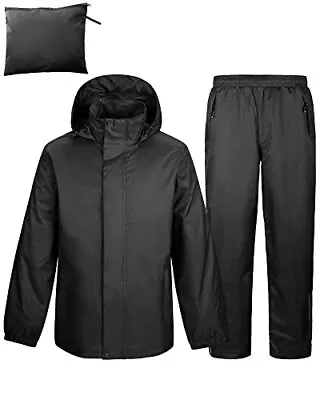  Men's Rain Suit Lightweight Packable Waterproof Rain Gear For X-Large Black • $91.81