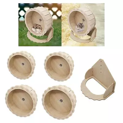 Wooden Hamster Balance Wheel Fitness Toy Cage Exercise Wheels Silent Dwarf • £7.63