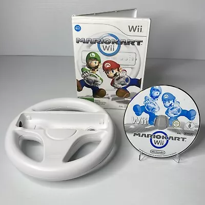 Mario Kart Wii + Genuine Nintendo Wheel - Complete W/ Manual - Tested & Working • $39.50